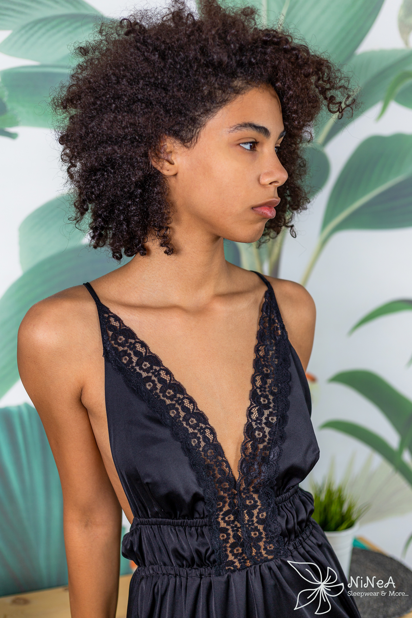Black nightgown with lace 