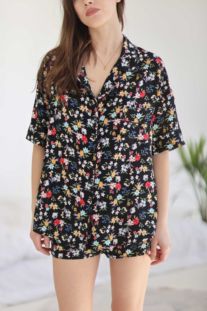 Pyjama with shorts Floral Black